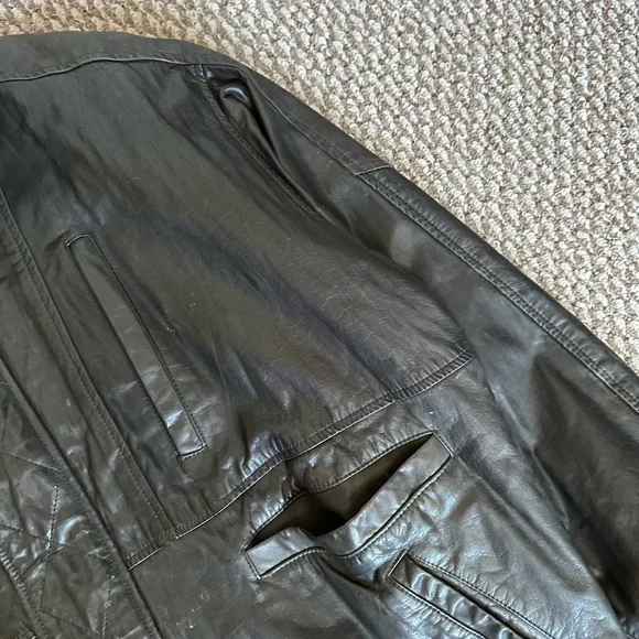 Vintage Black Leather Jacket Saks Fifth Avenue USA Talon Zip Men’s L